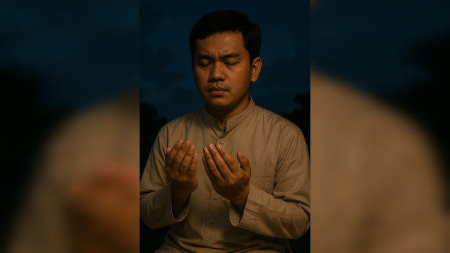 Ilustrasi berdoa di malam Jumat. [ChatGPT/FT News]